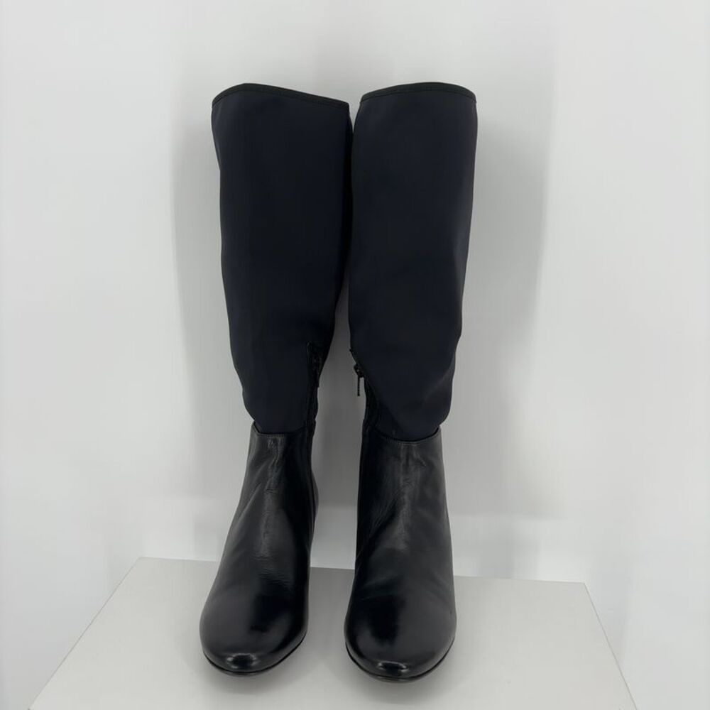 Isabelle Italian Black Leather Stretch Zip-Up Heeled Boots